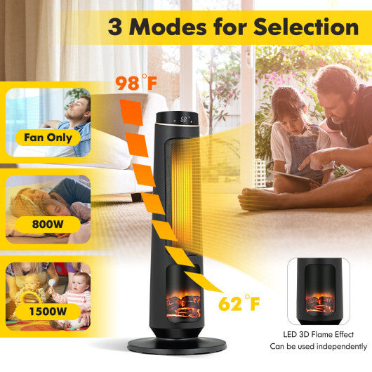 1500W PTC Fast Heating Space Heater for Indoor Use-Black