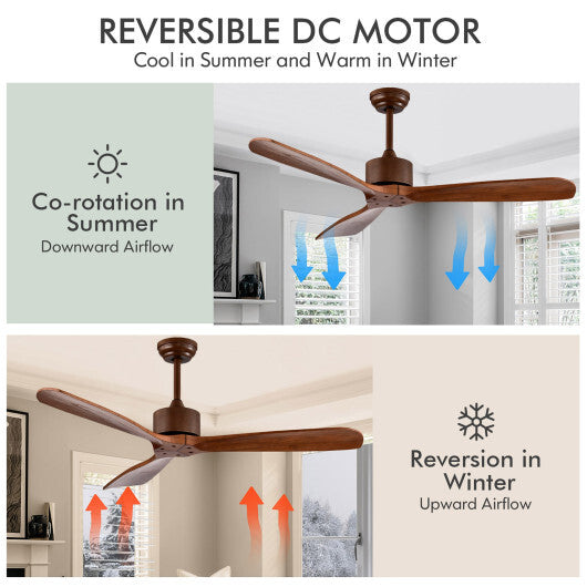 52 Inch Modern Brushed Nickel Finish Ceiling Fan with Remote Control
