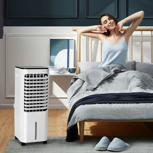 4-in-1 Evaporative Air Cooler with 12L Water Tank and 4 Ice Boxes-White