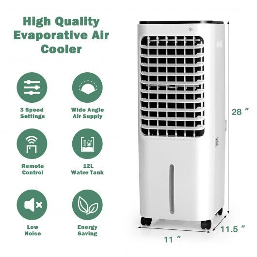 4-in-1 Evaporative Air Cooler with 12L Water Tank and 4 Ice Boxes-White