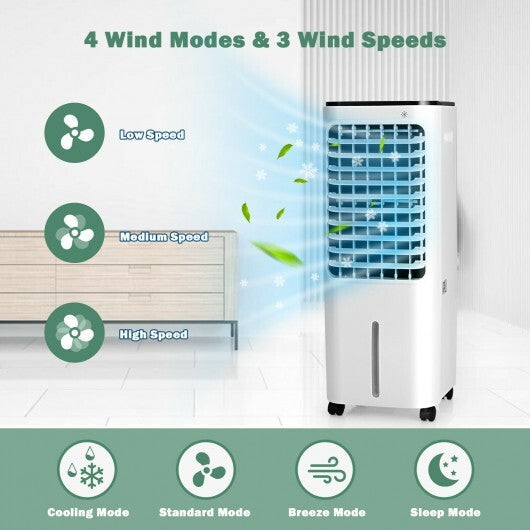 4-in-1 Evaporative Air Cooler with 12L Water Tank and 4 Ice Boxes-White