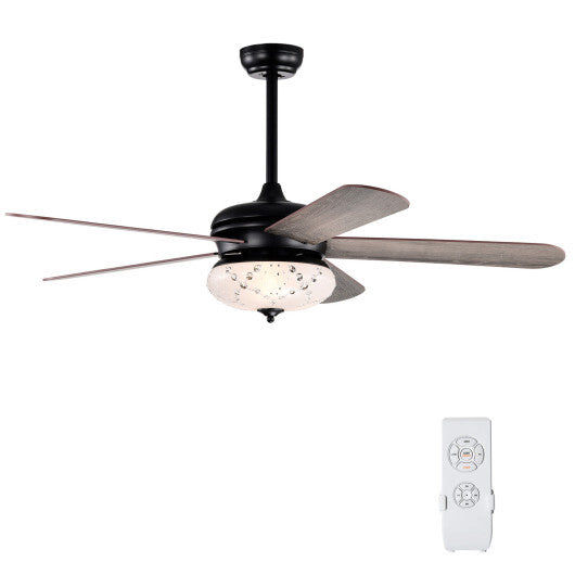 52 Inches Ceiling Fan with Remote Control-Walnut