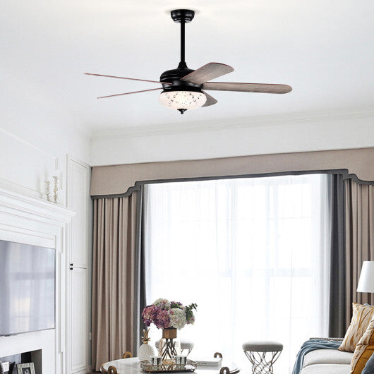 52 Inches Ceiling Fan with Remote Control-Walnut