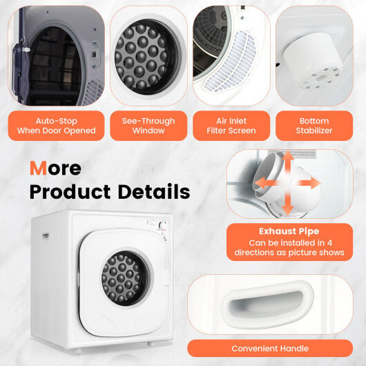 1500W Compact Laundry Dryer with Touch Panel-White