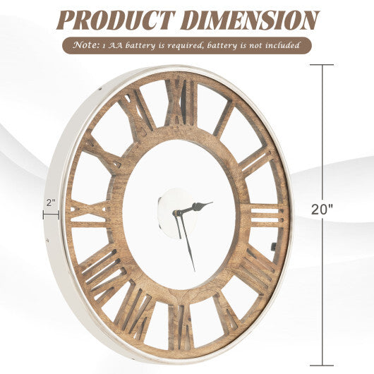 16 / 20 Inch Silent Wall Clock with Classic Frame and Classic Roman Number-16 Inch