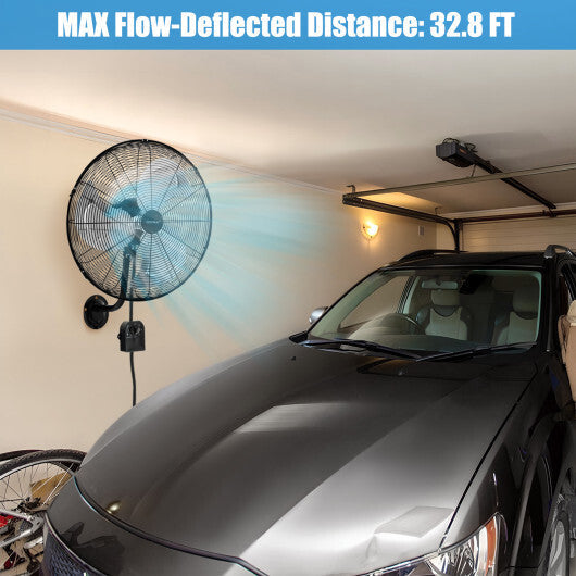 20 Inch Wall Mount Fan with 3 Fan Speeds and Adjustable Tilt Head-Black