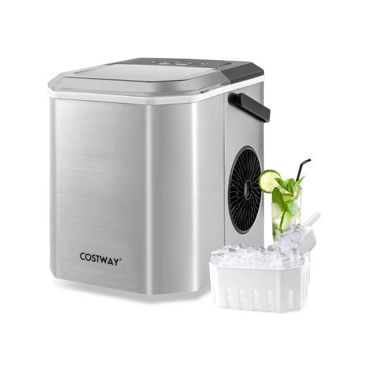 Ice Maker Countertop with Self-Cleaning for Home Kitchen Office Party-Black
