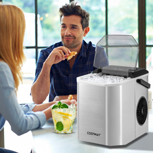 Ice Maker Countertop with Self-Cleaning for Home Kitchen Office Party-Black