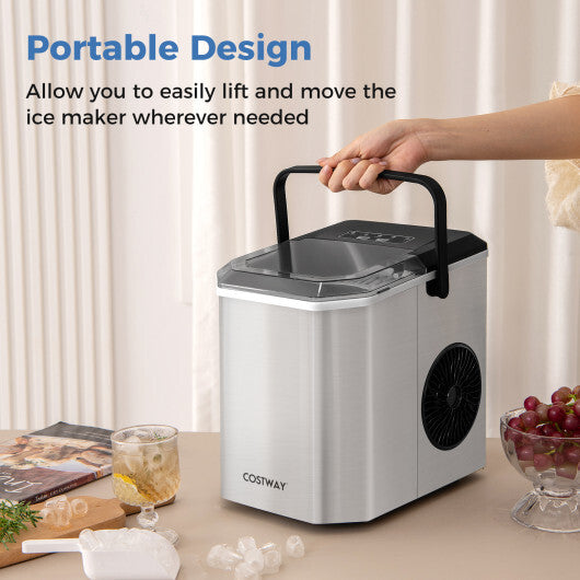 Ice Maker Countertop with Self-Cleaning for Home Kitchen Office Party-Black