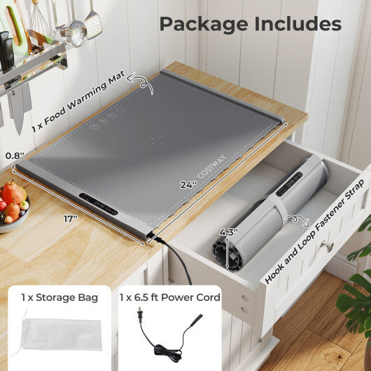 Food Warming Mat Rollable and Portable Electric Warming Tray with Fasting Heating-Blue
