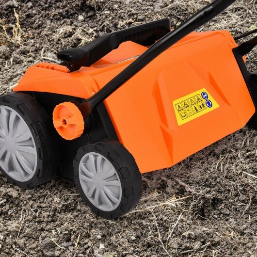 15 Inch 13 Amp Electric Scarifier with Collection Bag and Removable Blades-Green