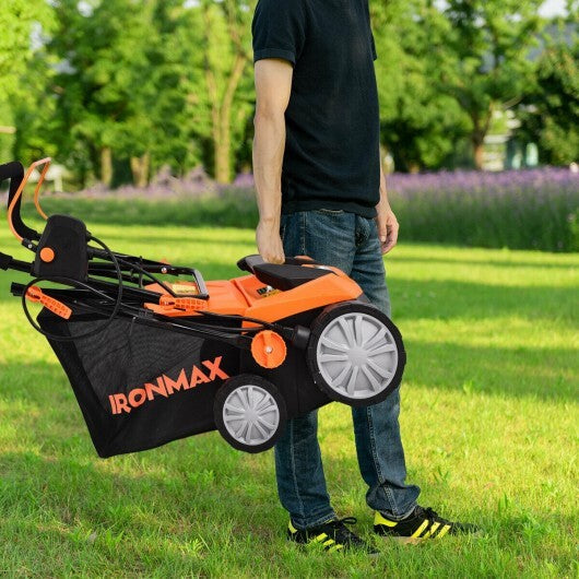 15 Inch 13 Amp Electric Scarifier with Collection Bag and Removable Blades-Green