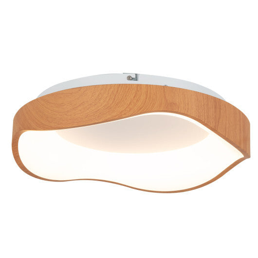 24W Modern LED Mount Ceiling Light with Wood Pattern and Metal Frame-Brown
