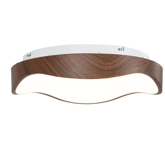 24W Modern LED Mount Ceiling Light with Wood Pattern and Metal Frame-Brown