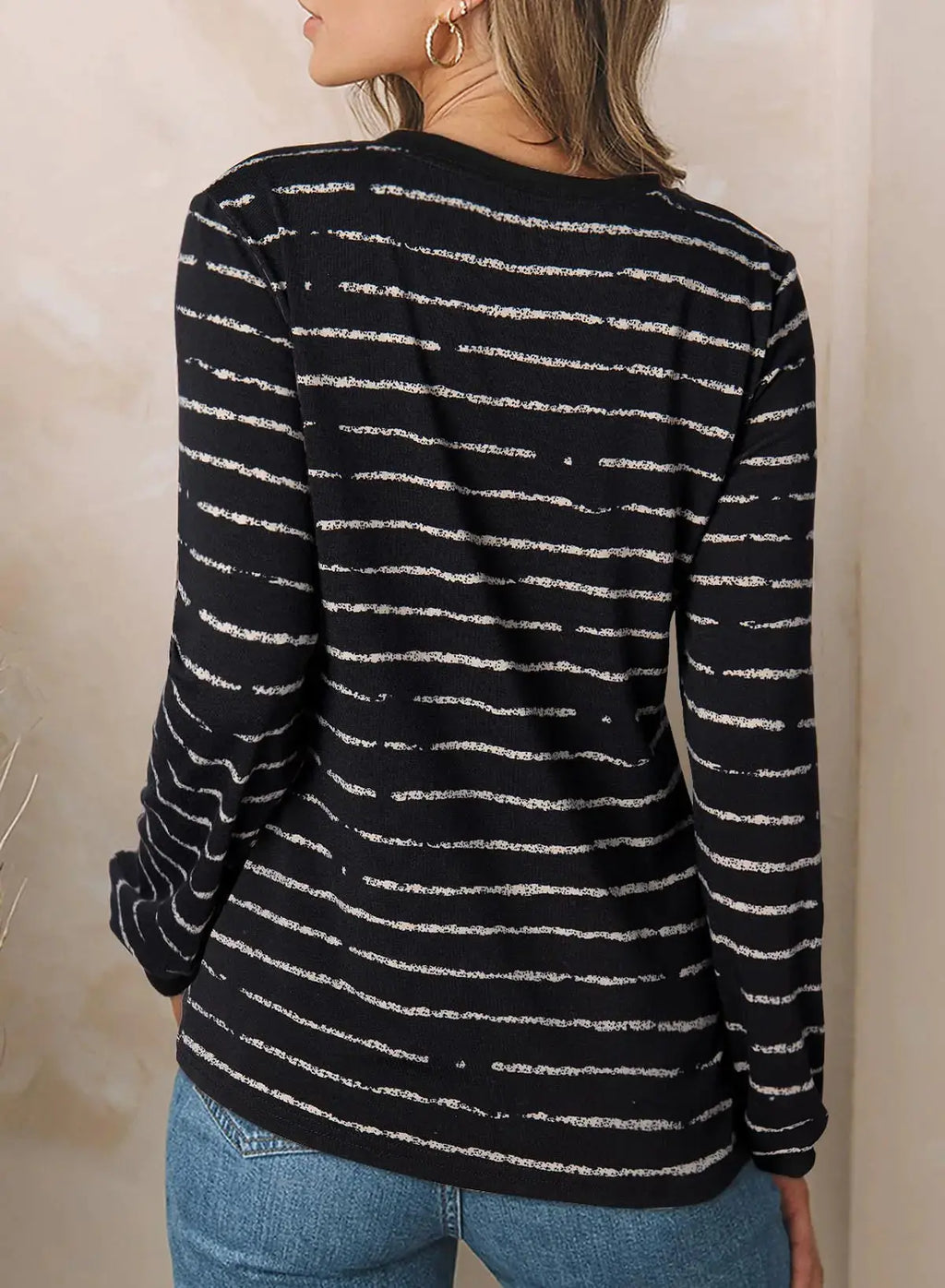 EVALESS Women Casual Polka Dots Tops Crewneck Long Sleeve Shirts -  Lightweight Loose Sweatshirts
