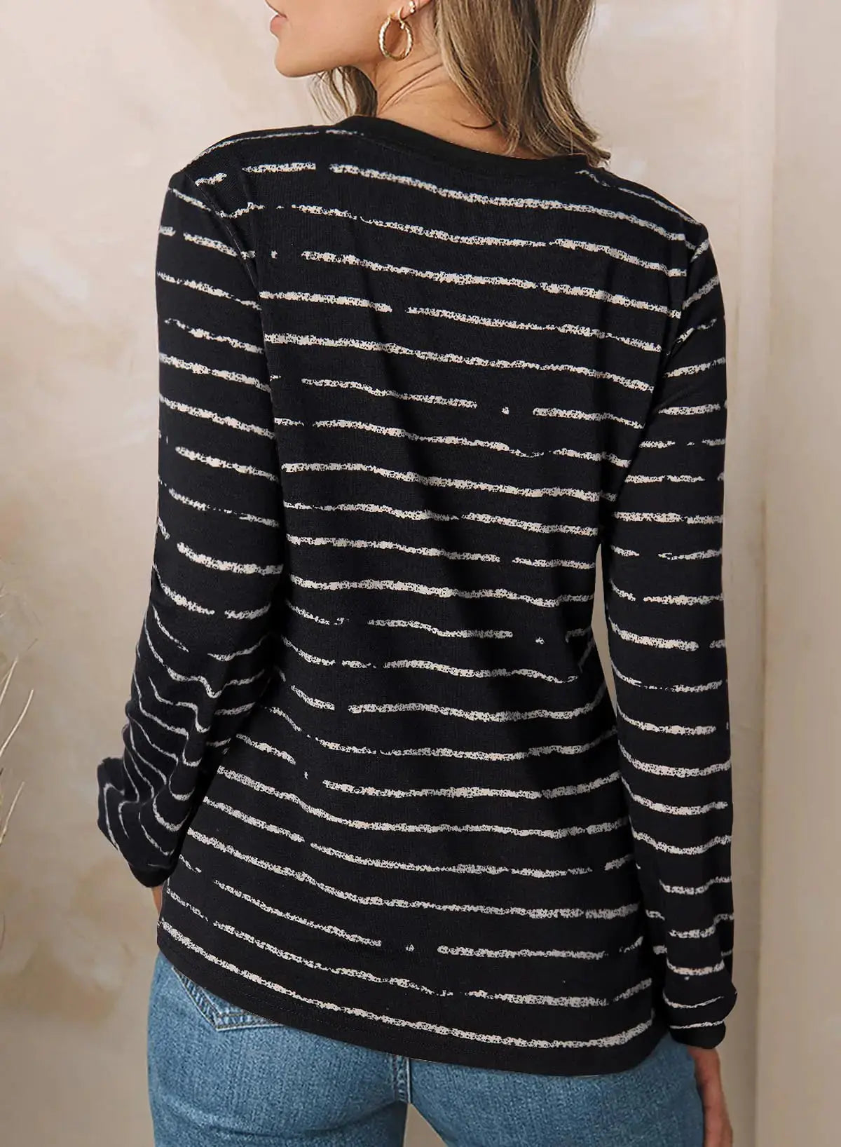EVALESS Women Casual Polka Dots Tops Crewneck Long Sleeve Shirts -  Lightweight Loose Sweatshirts