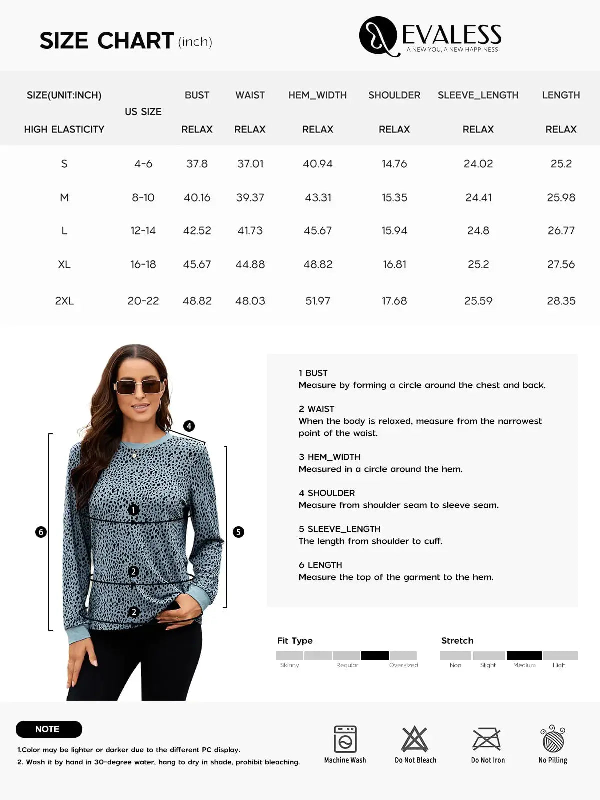 EVALESS Women Casual Polka Dots Tops Crewneck Long Sleeve Shirts -  Lightweight Loose Sweatshirts
