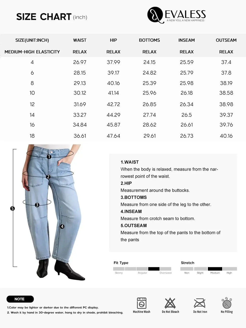 EVALESS Womens Baggy Barrel Jeans High Waisted Wide Leg Boyfriend Denim Ankle Pants Ashleigh Blue 14