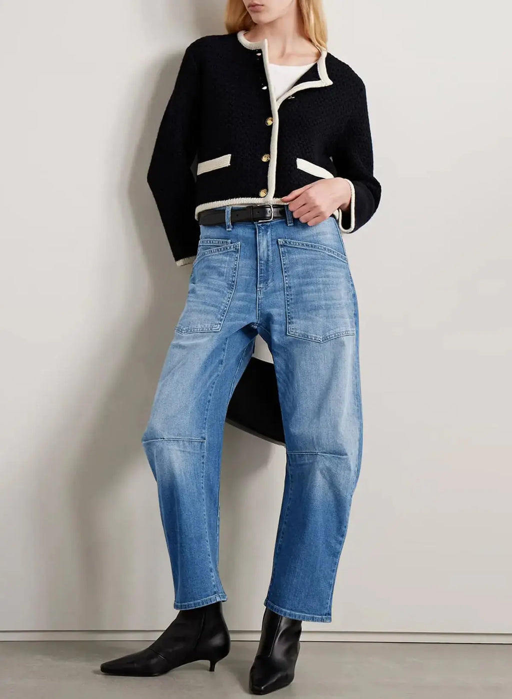 EVALESS Womens Baggy Barrel Jeans High Waisted Wide Leg Boyfriend Denim Ankle Pants Ashleigh Blue 14