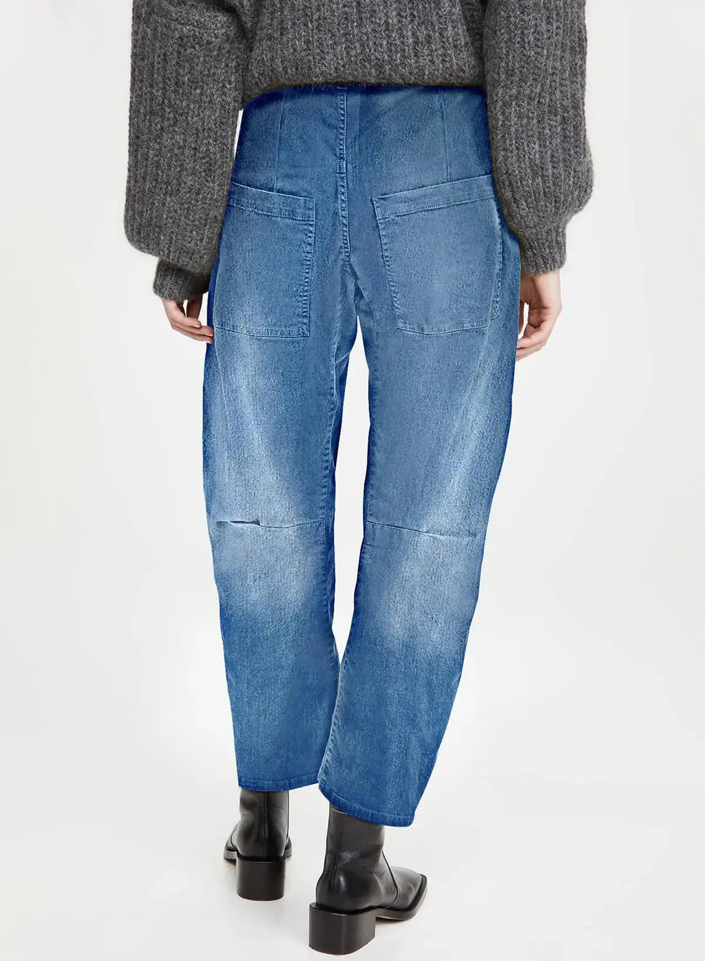 EVALESS Womens Baggy Barrel Jeans High Waisted Wide Leg Boyfriend Denim Ankle Pants Ashleigh Blue 14