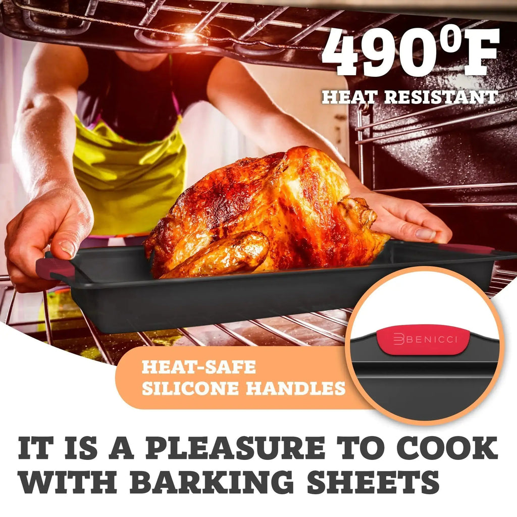 Easy-Clean Premium Baking Tray Trio with Silicone Grips