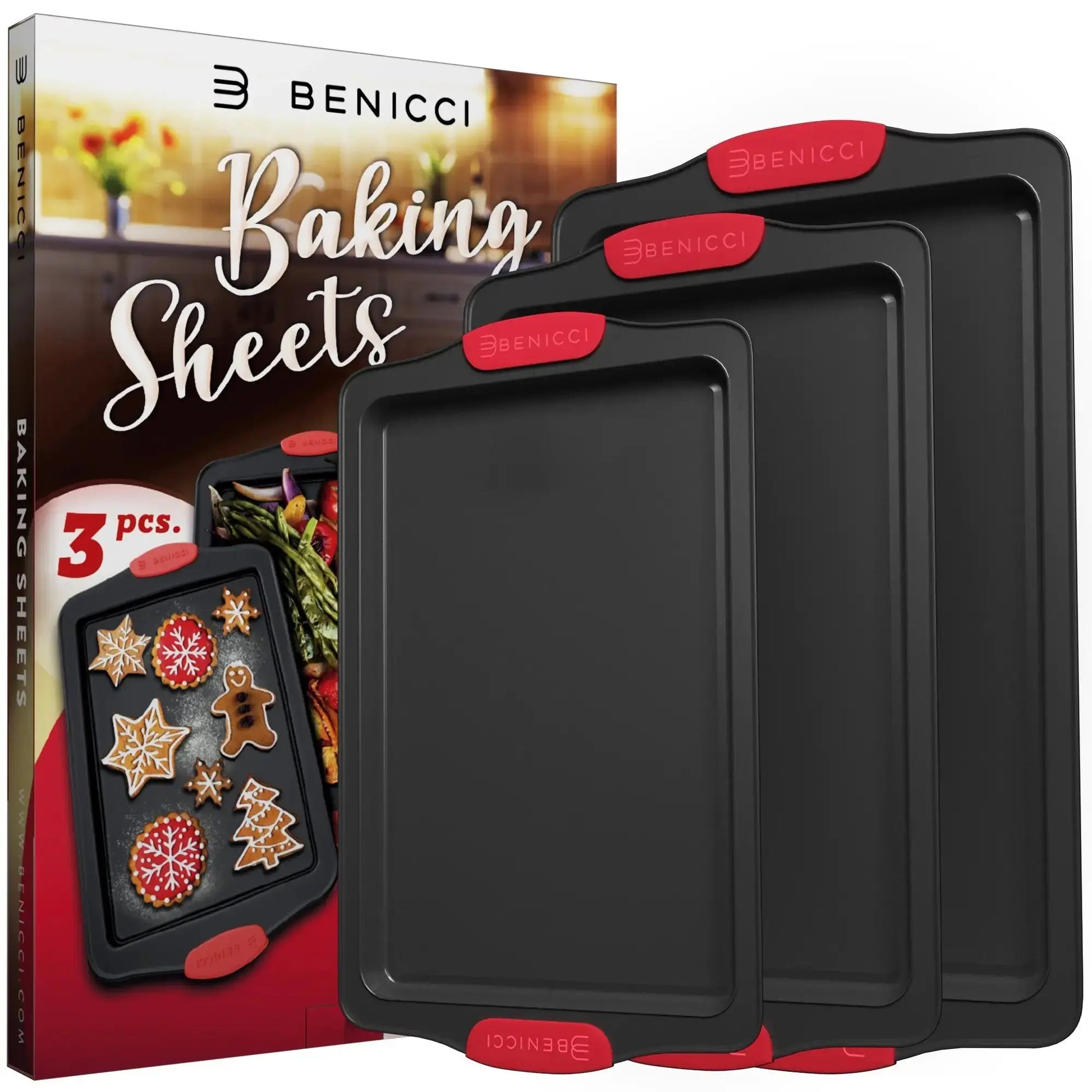 Easy-Clean Premium Baking Tray Trio with Silicone Grips