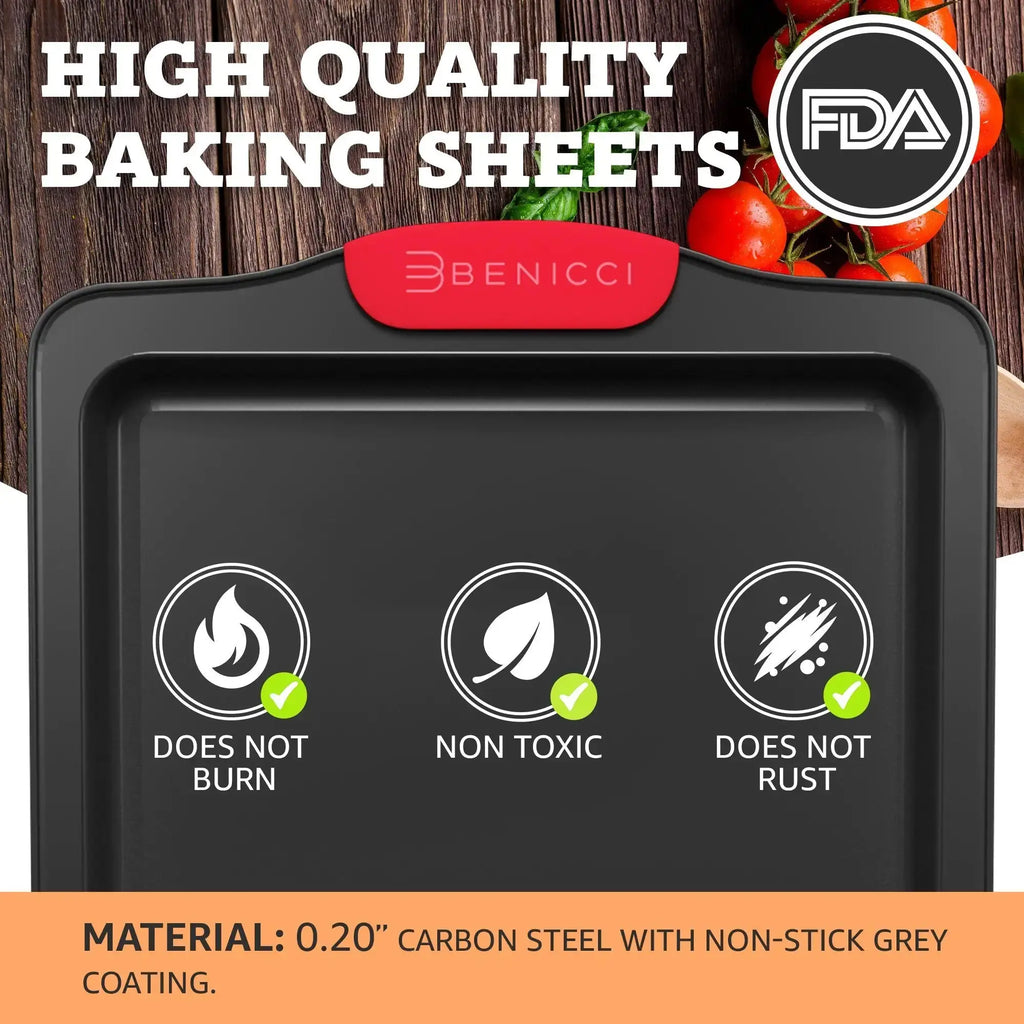 Easy-Clean Premium Baking Tray Trio with Silicone Grips