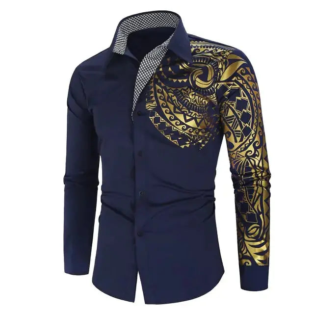 Elegant Gold Detail Black Shirt for Men