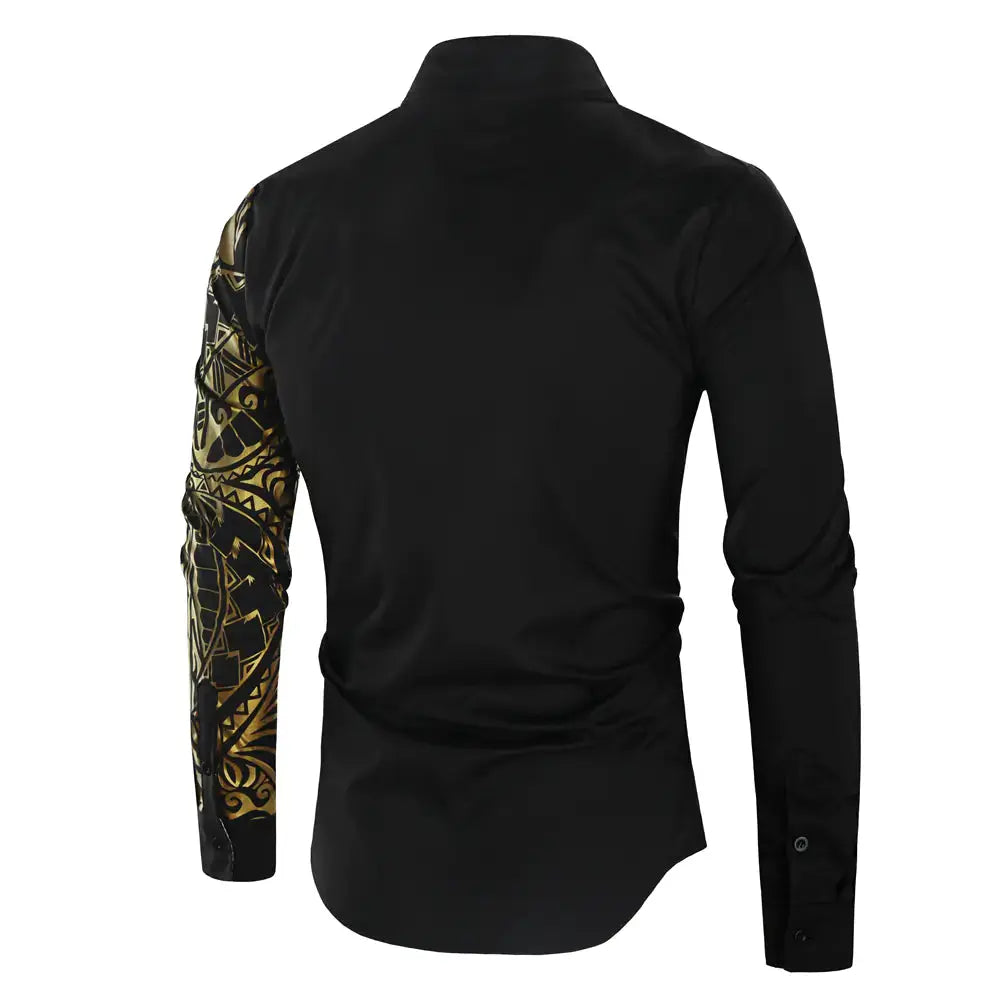 Elegant Gold Detail Black Shirt for Men