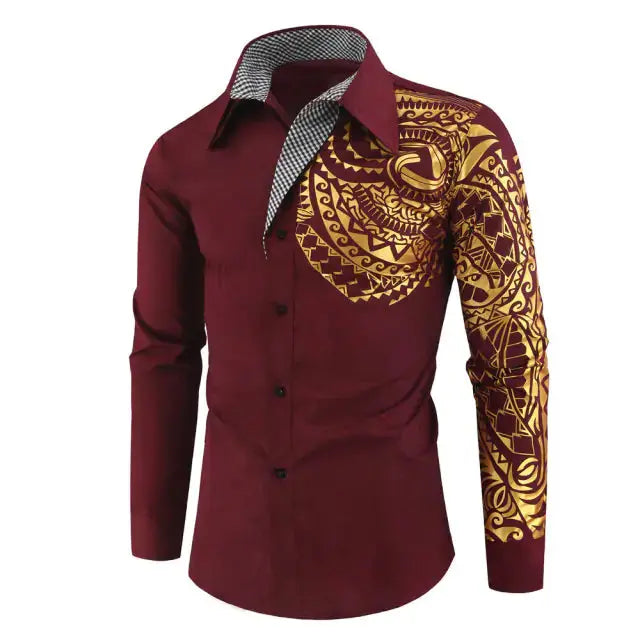 Elegant Gold Detail Black Shirt for Men