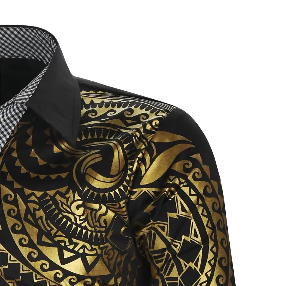 Elegant Gold Detail Black Shirt for Men