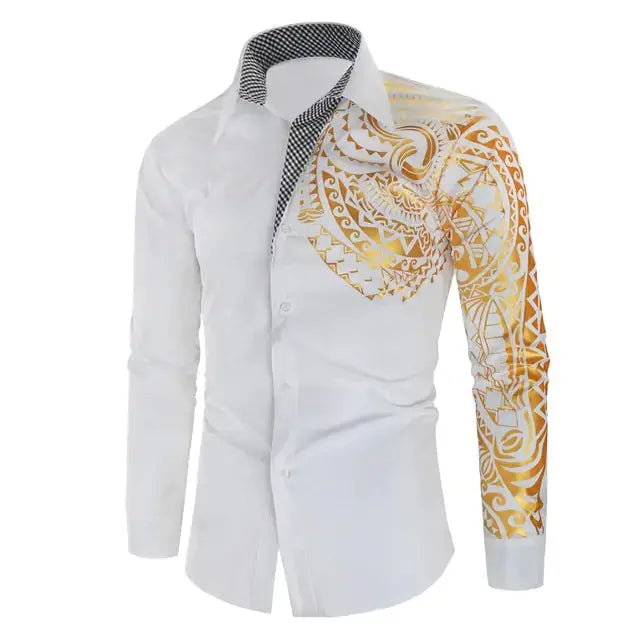 Elegant Gold Detail Black Shirt for Men