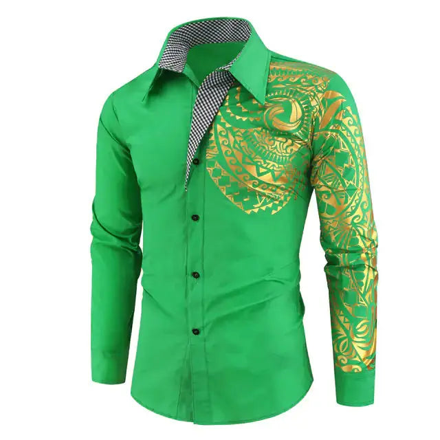 Elegant Gold Detail Black Shirt for Men