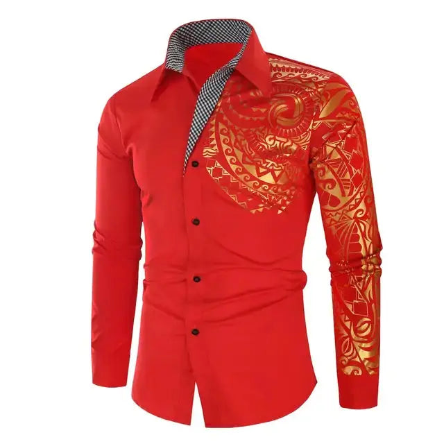 Elegant Gold Detail Black Shirt for Men