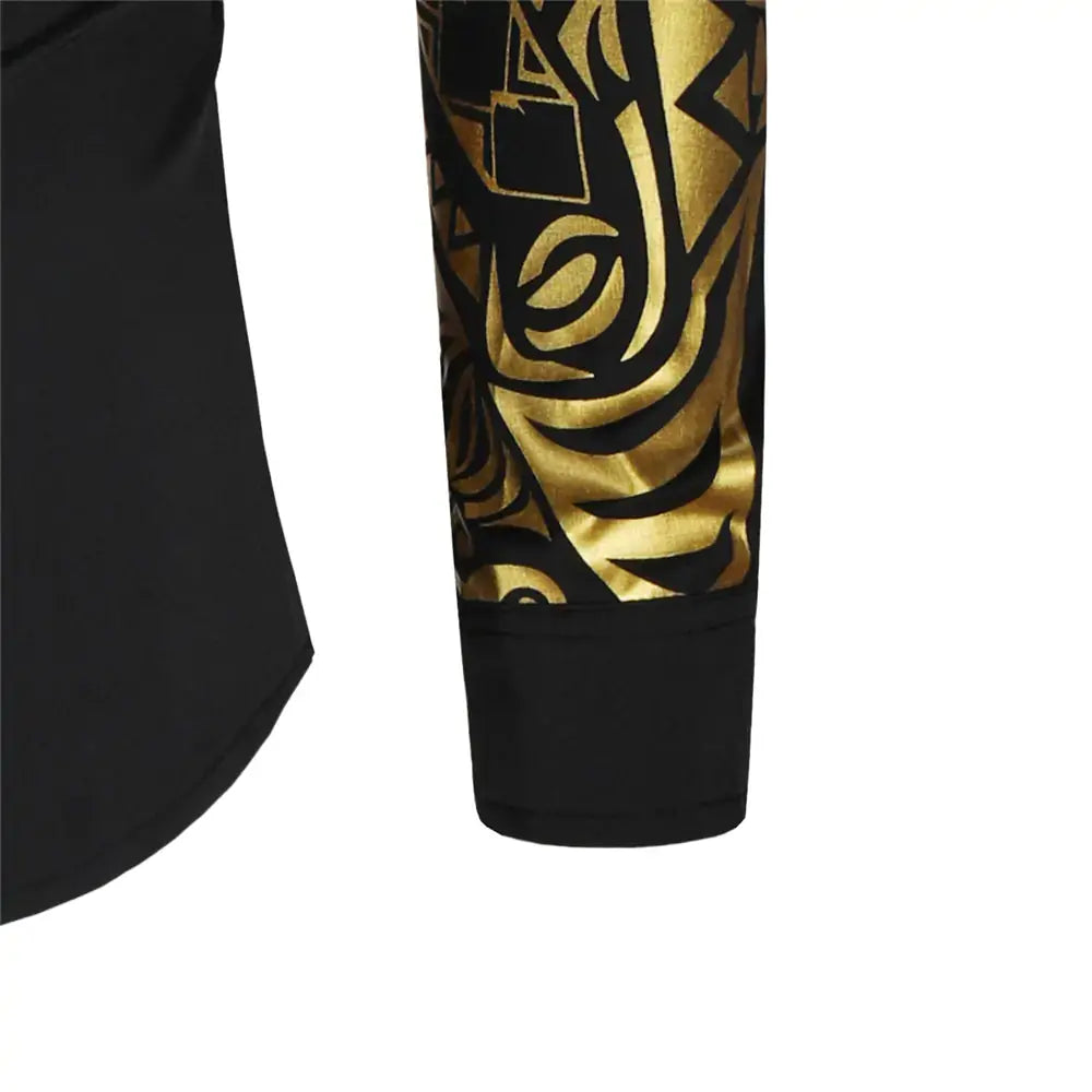 Elegant Gold Detail Black Shirt for Men