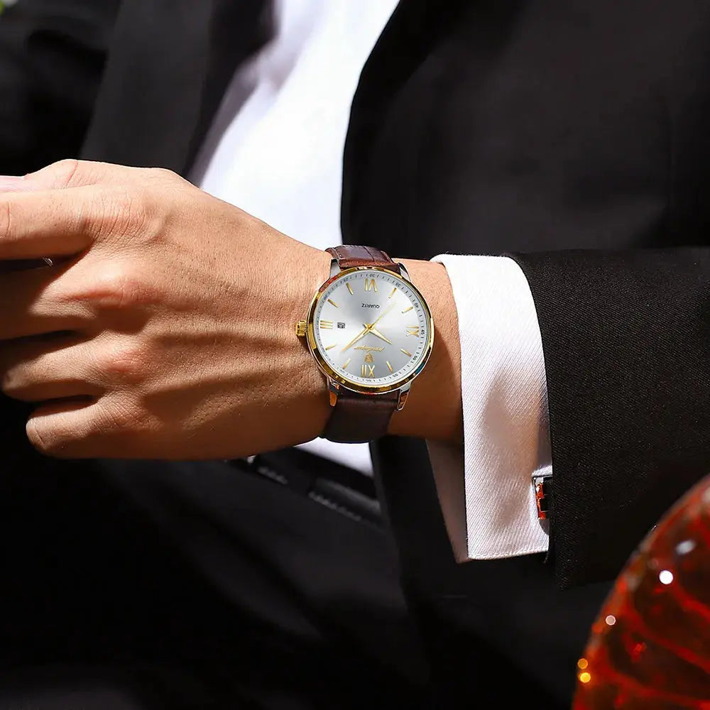 Elegant Quartz Leather Timepieces