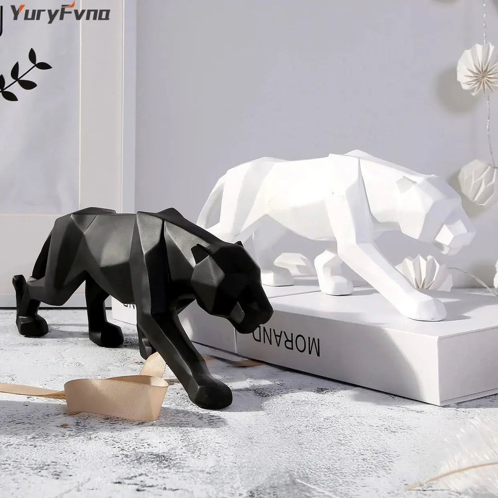 Elegant Resin Leopard Figurine: Chic Home Decor
