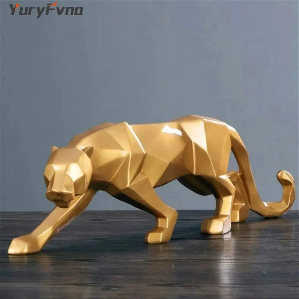 Elegant Resin Leopard Figurine: Chic Home Decor