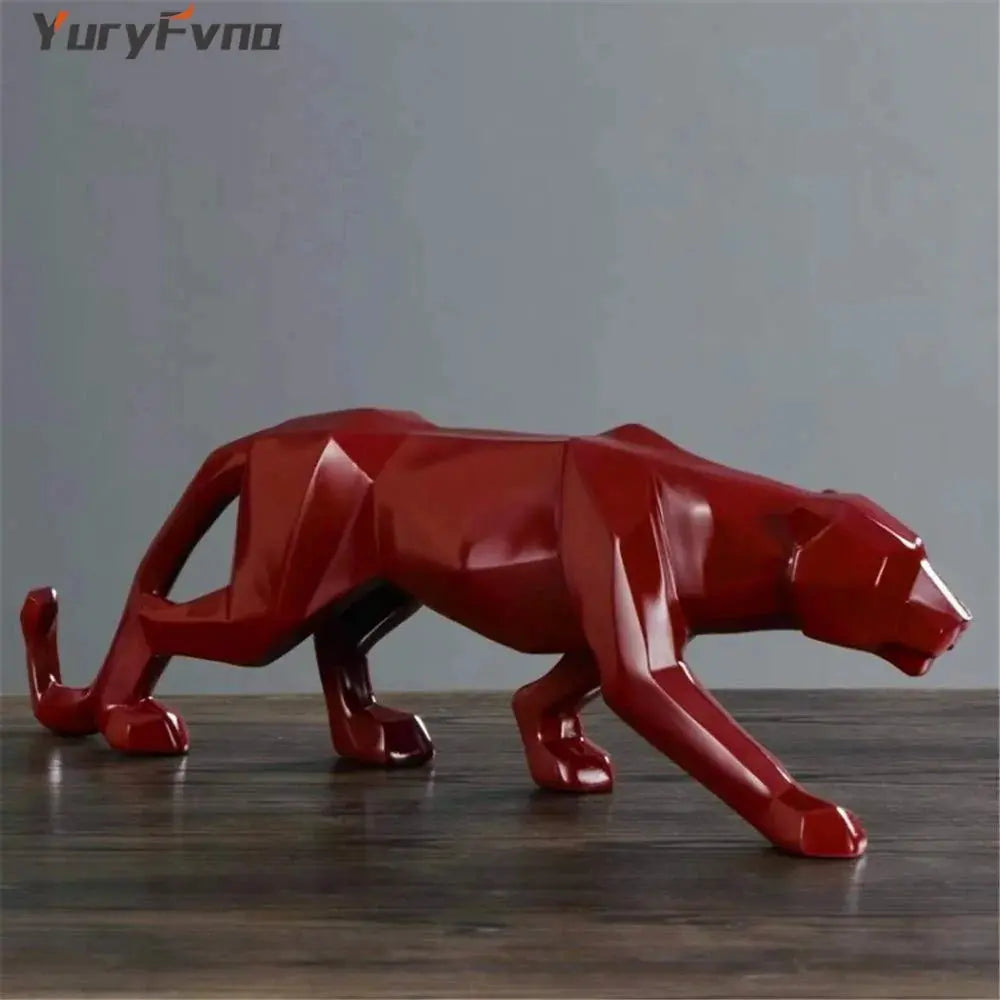 Elegant Resin Leopard Figurine: Chic Home Decor