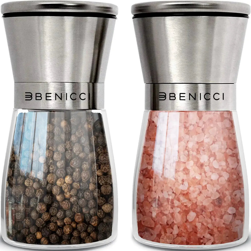 Elegant Stainless Steel Spice Grinder Duo - Adjustable & Easy Clean