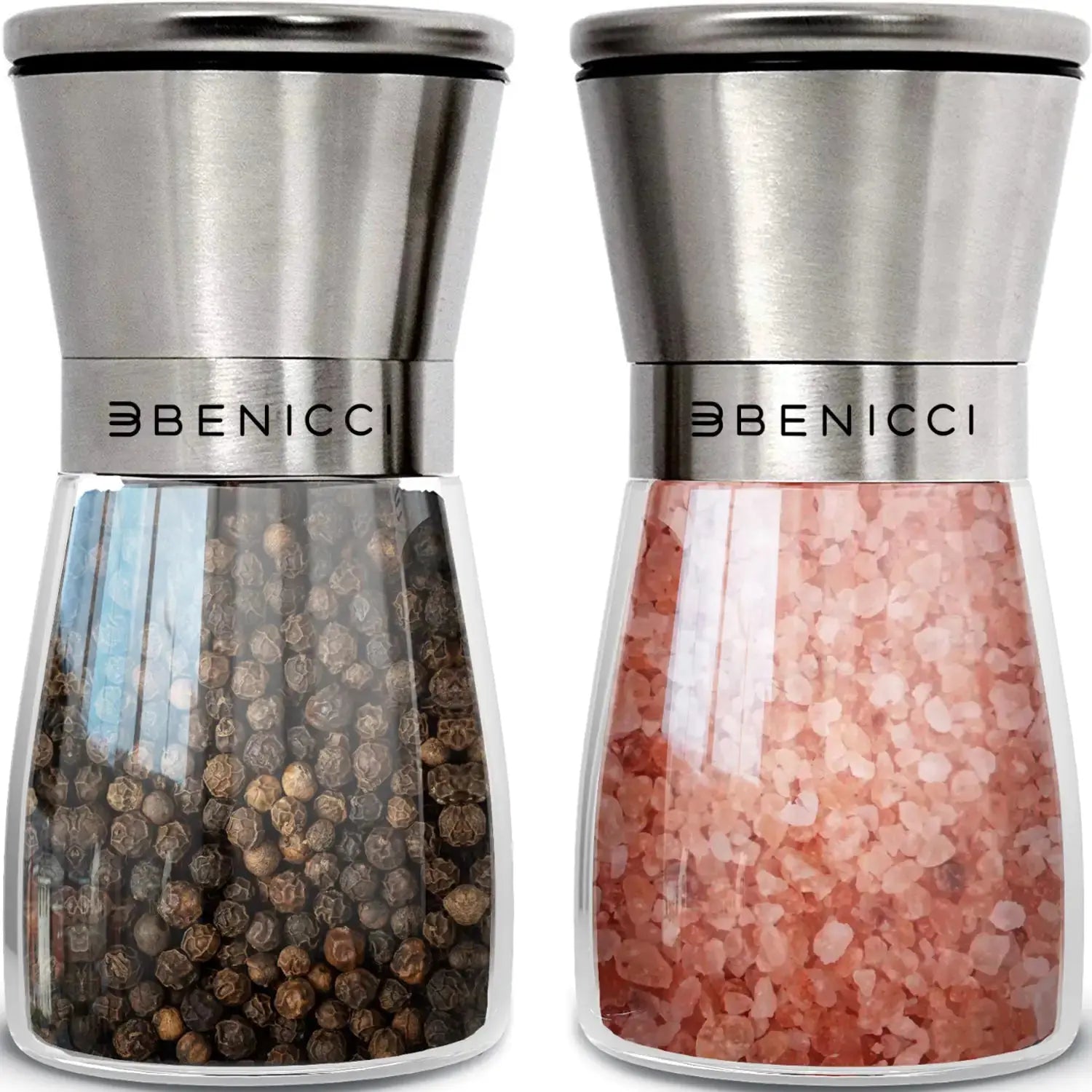 Elegant Stainless Steel Spice Grinder Duo - Adjustable & Easy Clean