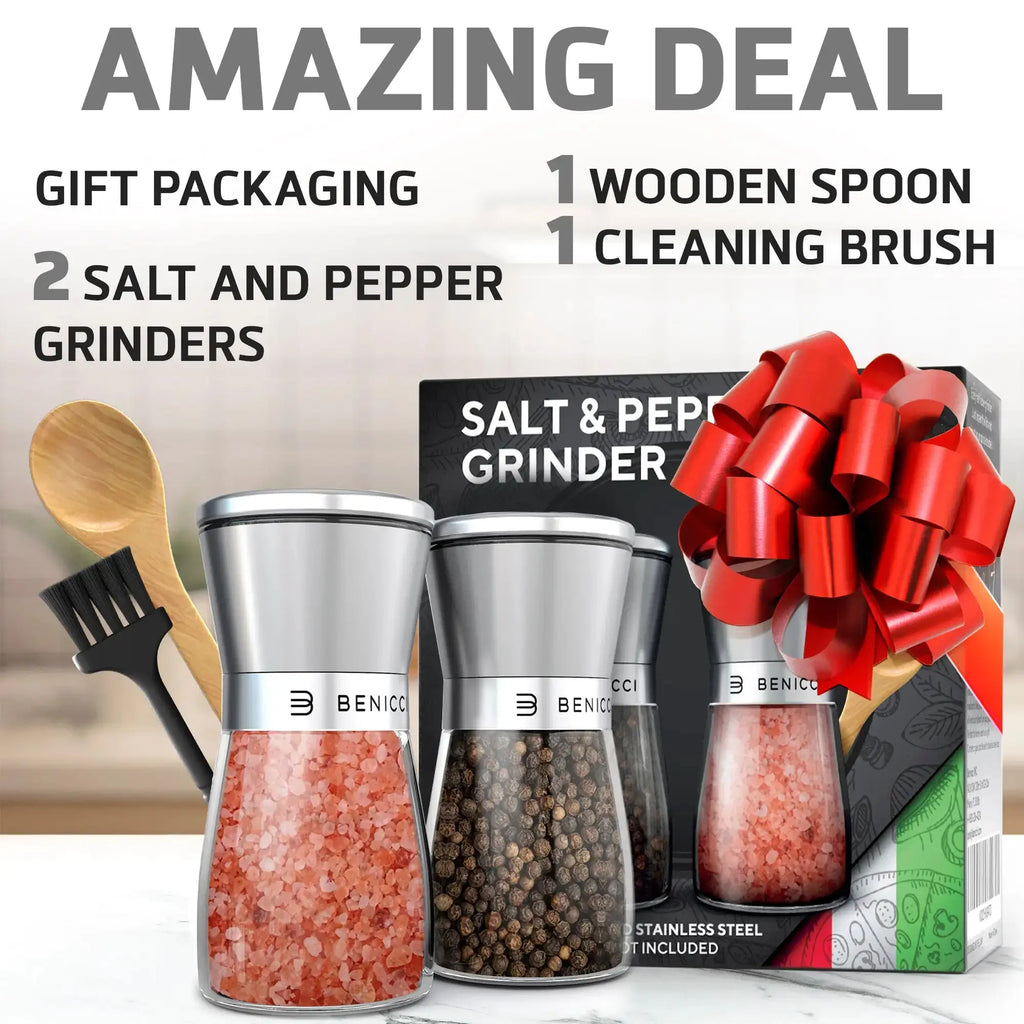 Elegant Stainless Steel Spice Grinder Duo - Adjustable & Easy Clean