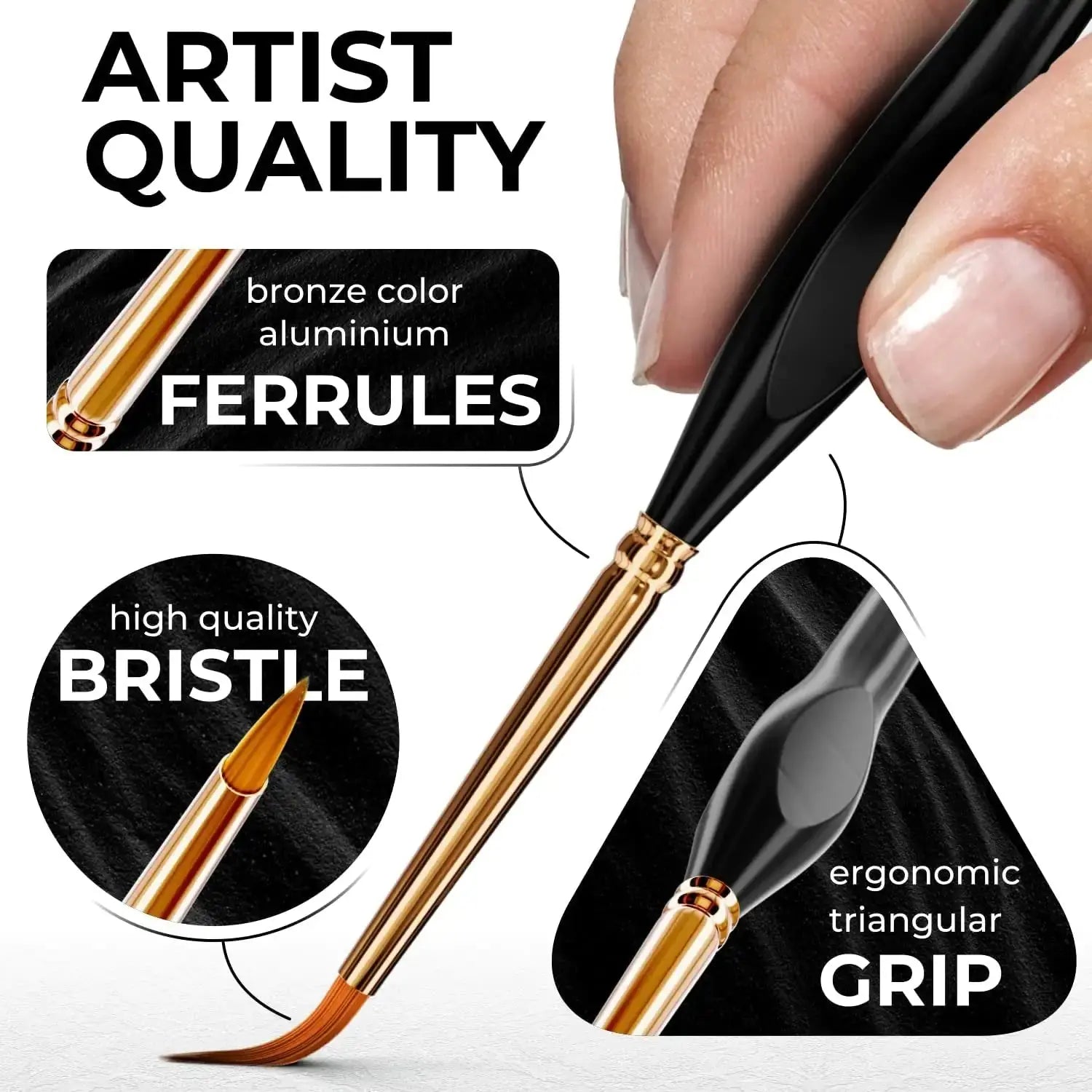 Elite Miniature Art Brush Set - 10 Detail Brushes for Fine Art