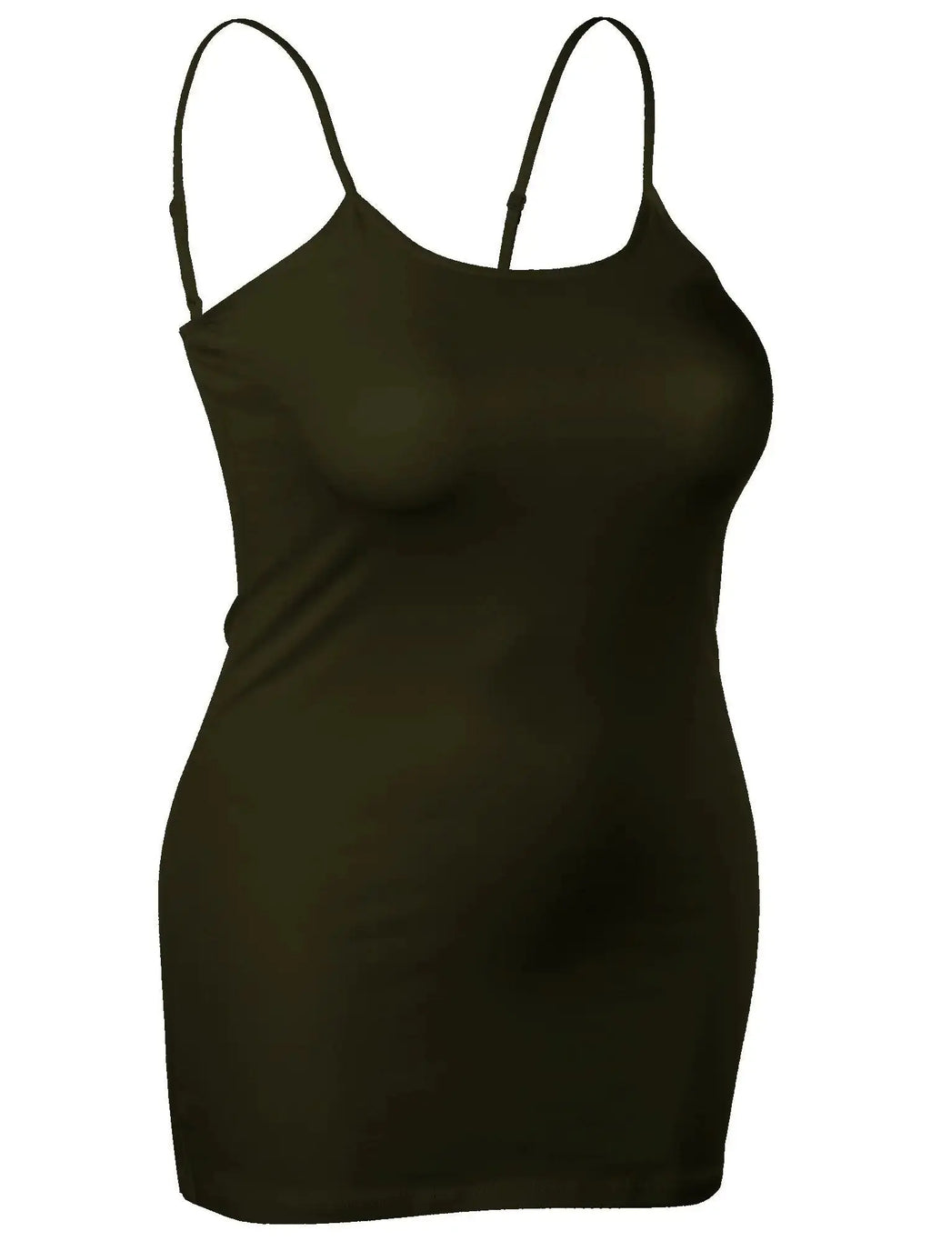 Emmalise Women's Basic Casual Long Camisole Adjustable Strap Cami Layering Top | Black, Oatmeal, Olive