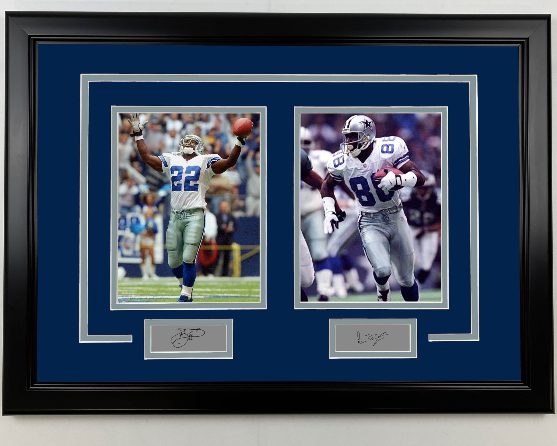 Framed Emmitt Smith and Michael Irvin Dallas Cowboys 17x23 Dual Football Photo