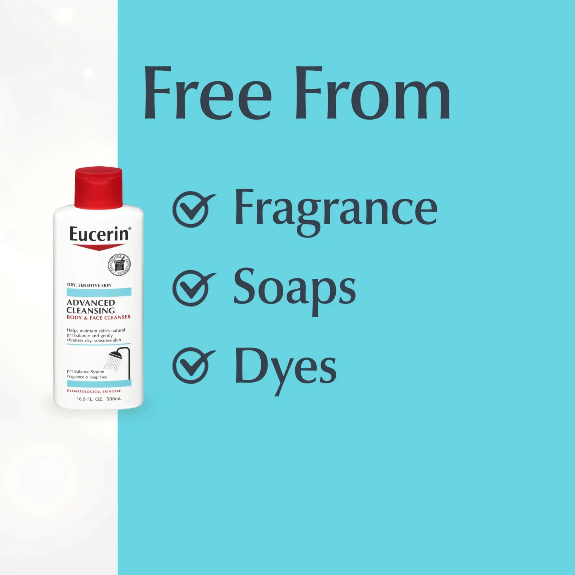Eucerin Advanced Cleansing Body and Face Cleanser - Gentle Face & Body Wash 16.9 Fl Oz