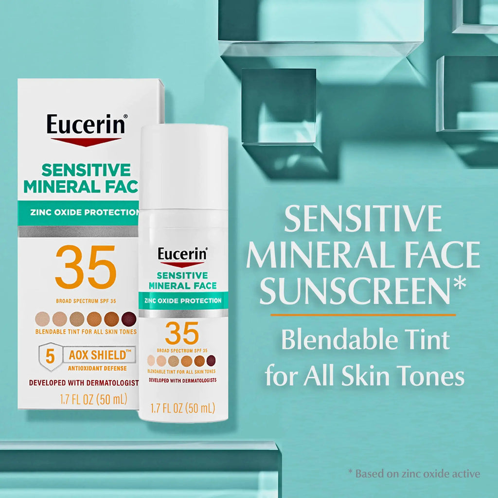 Eucerin Sun Tinted Mineral Face Sunscreen SPF 35 – Gentle Zinc Oxide Protection for Sensitive Skin