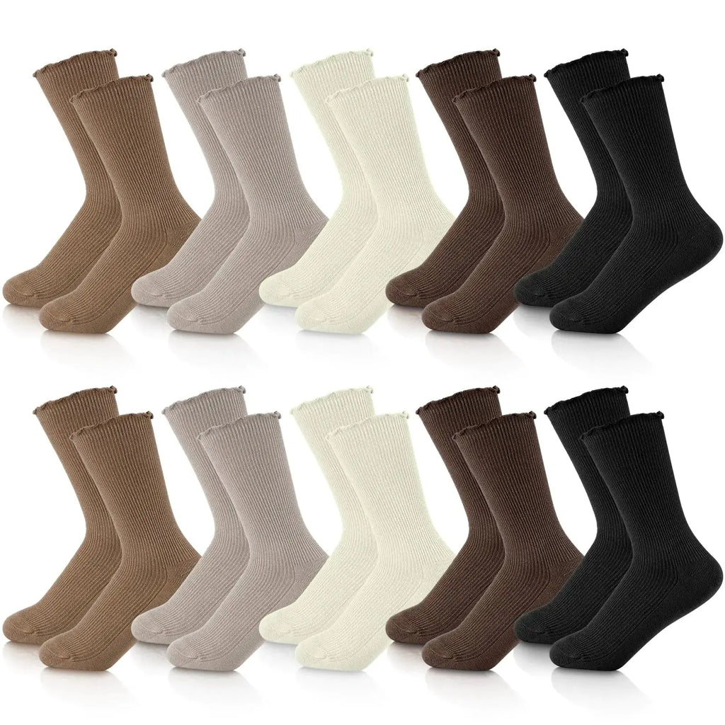 Eurzom 10 Pairs Elastic Ankle Length Cotton Socks - Lightweight Cute Socks for Women/ Girl