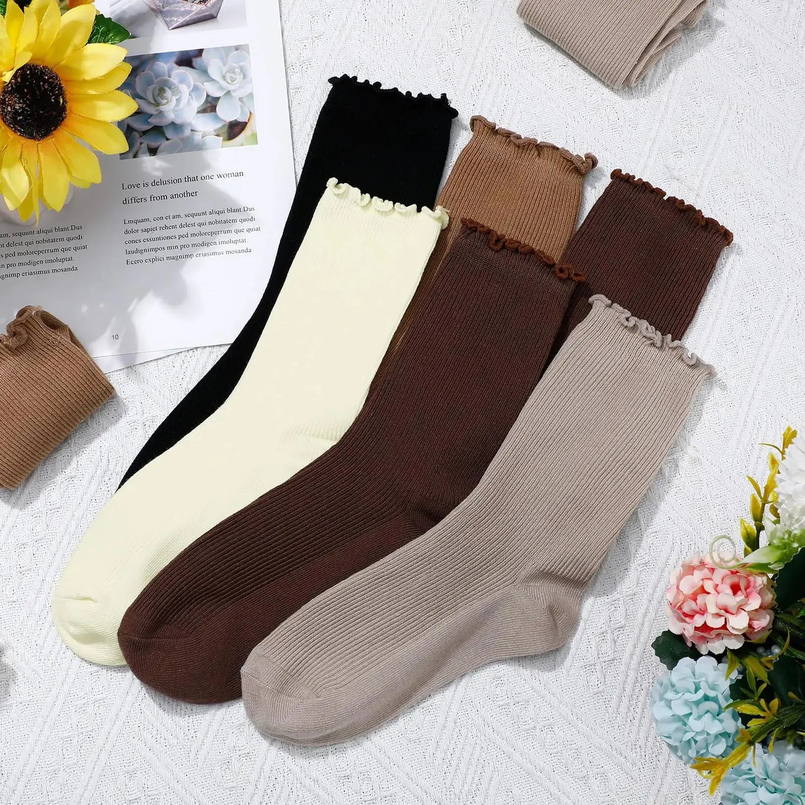 Eurzom 10 Pairs Elastic Ankle Length Cotton Socks - Lightweight Cute Socks for Women/ Girl