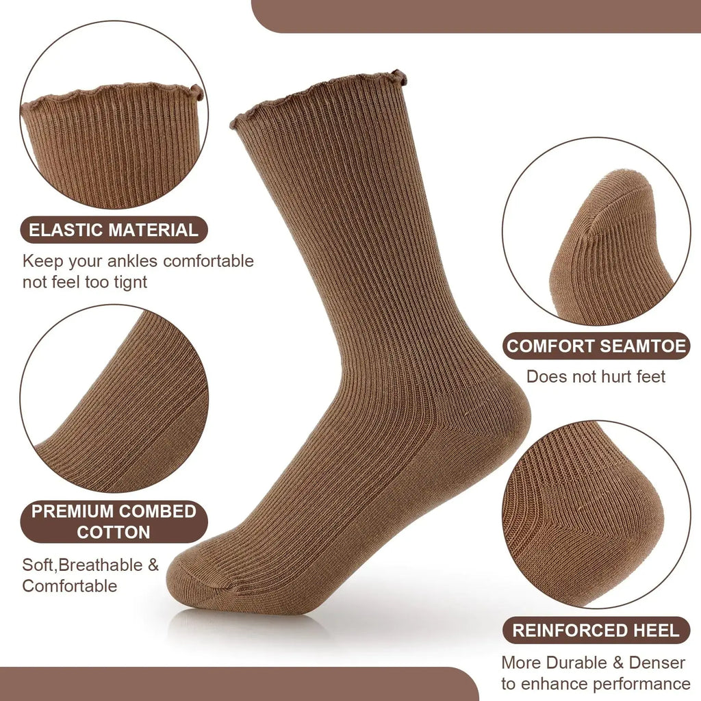 Eurzom 10 Pairs Elastic Ankle Length Cotton Socks - Lightweight Cute Socks for Women/ Girl
